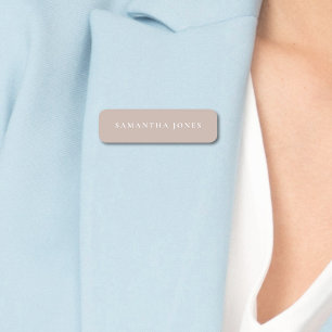 Minimalist Modern Neutral taupe Name Tag