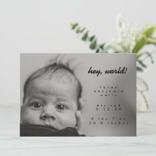 Minimalist Modern New Baby Custom Photo Birth Announcement