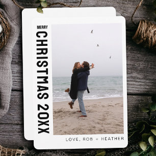 Minimalist Modern One Photo Personalised Christmas Holiday Card