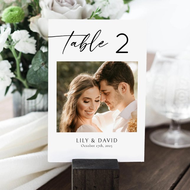 Minimalist Modern One Photo Table Number (Creator Uploaded)