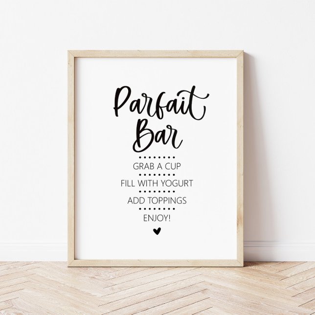 Minimalist Modern Parfait Bar Brunch Sign (Parfait Bar sign with instructions)