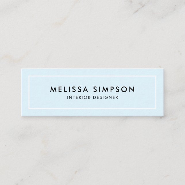 Minimalist Modern Pastel Blue Mini Business Card (Front)