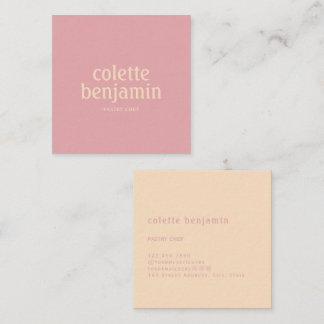Minimalist Modern Pastel Pink & Pale Peach Square Business Card