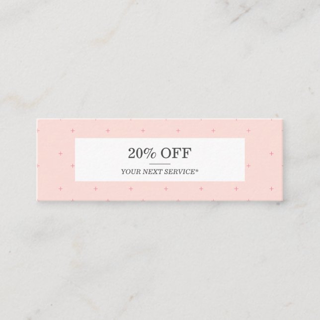 Minimalist Modern + Pastel Pink Pattern Discount Mini Business Card (Front)