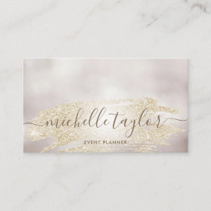 Minimalist modern pearl gold brush signature business card