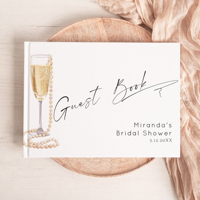Minimalist Modern Pearls and Prosecco Bridal  Guest Book (Creator Uploaded)