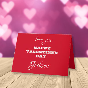 Minimalist Modern Personalised Red Valentine's Day Card