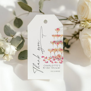 Minimalist modern Petals and Prosecco Thank you Gift Tags