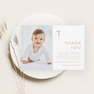 Minimalist Modern Photo Baptism Thank You Card