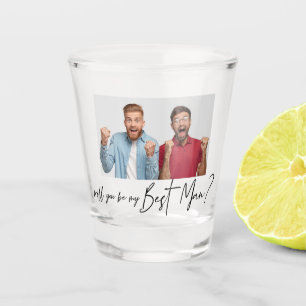 Minimalist Modern Photo Best Man Proposal   Shot Glass