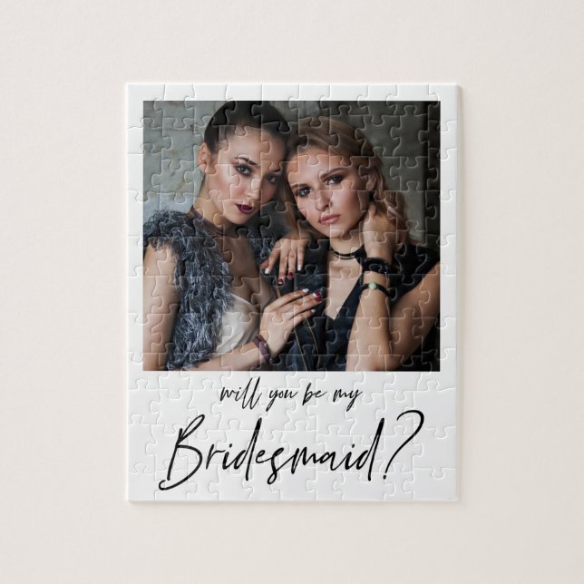 Minimalist Modern Photo Bridesmaid Proposal Jigsaw Puzzle (Vertical)