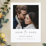 Minimalist Modern Photo Custom Save the Date Announcement Postcard<br><div class="desc">This simply chic photo wedding save the date postcard template features an elegant, minimalist, modern design. The front features your first names, date and location under your favourite photo and a 'save the date' message conveyed with a striking blend of two distinct fonts, with 'the' in a light, flowing script...</div>