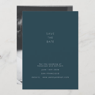 Minimalist Modern Photo Elegant Dark Teal Wedding Save The Date