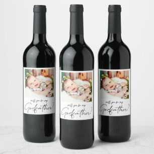Minimalist Modern Photo Godfater Proposal  Wine Label