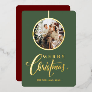 Minimalist Modern Photo gold Christmas Foil Holiday Card