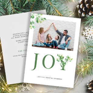 Minimalist modern photo green holiday card