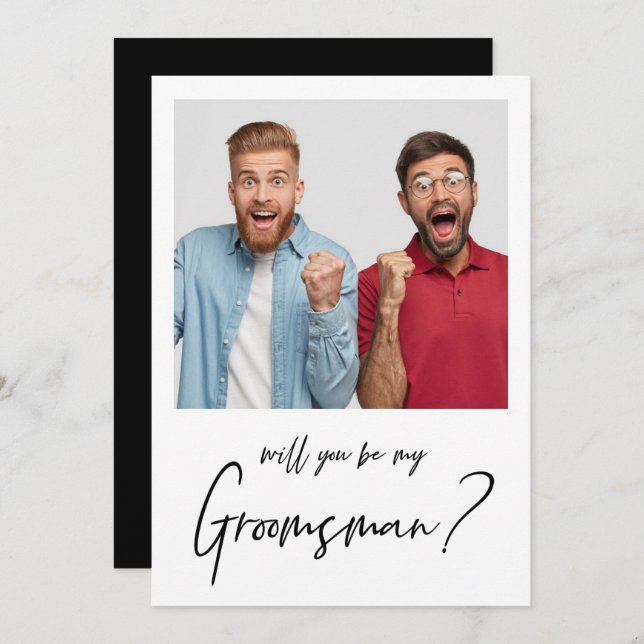 Minimalist Modern Photo Groomsman Proposal Invitation (Front/Back)