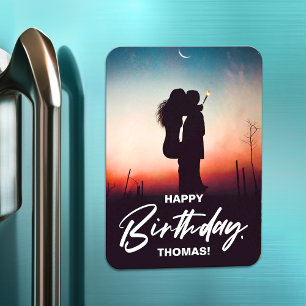 Minimalist Modern Photo Happy Birthday Gift Magnet