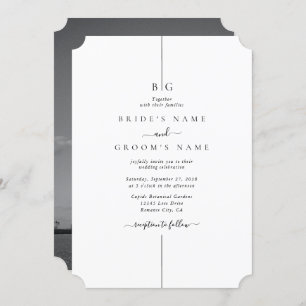 Minimalist Modern Photo Inline Monogram Wedding Invitation