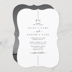Minimalist Modern Photo Inline Monogram Wedding Invitation