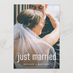 Minimalist Modern Photo Just Married   Reception Invitation