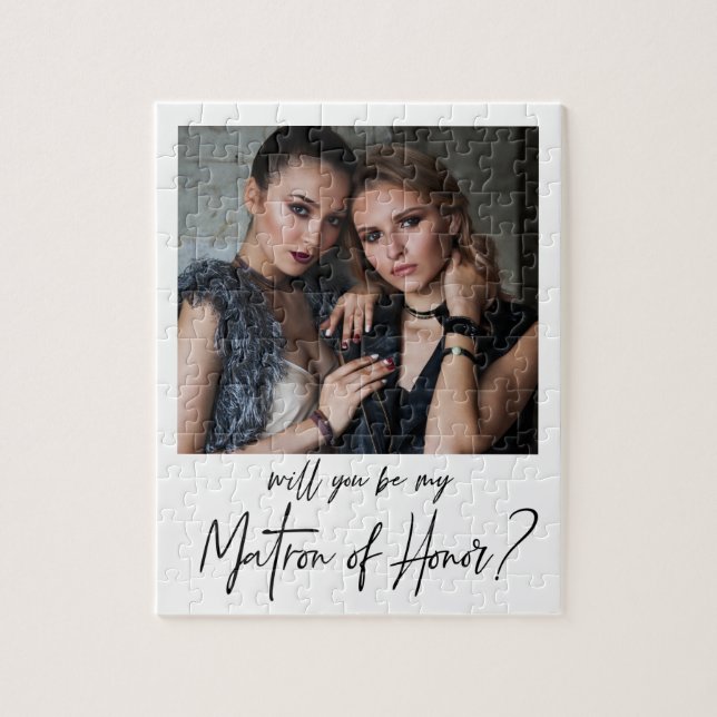 Minimalist Modern Photo Matron of Honour Proposal  Jigsaw Puzzle (Vertical)