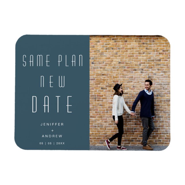 Minimalist modern Photo new wedding date Magnet (Horizontal)
