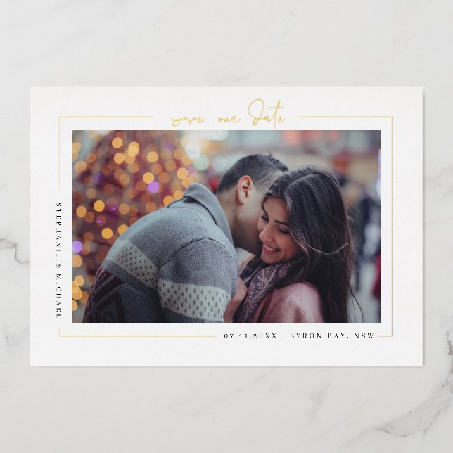 Minimalist modern photo Save the Date Invitation (Front)