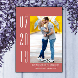 Minimalist Modern Photo Save the Date Red