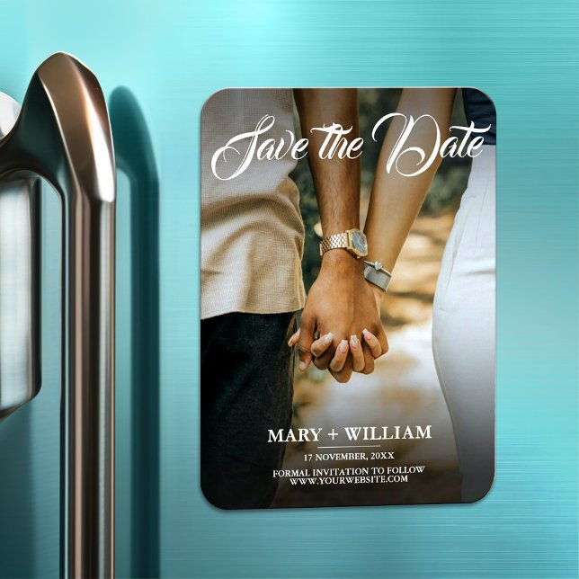 Minimalist Modern Photo Save The Date Wedding Gift Magnet (Creator Uploaded)