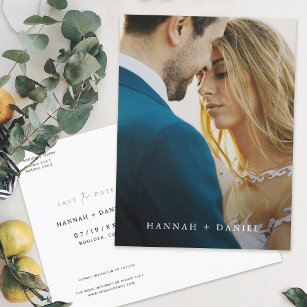 Minimalist Modern Photo Save the Date Wedding Invitation Postcard