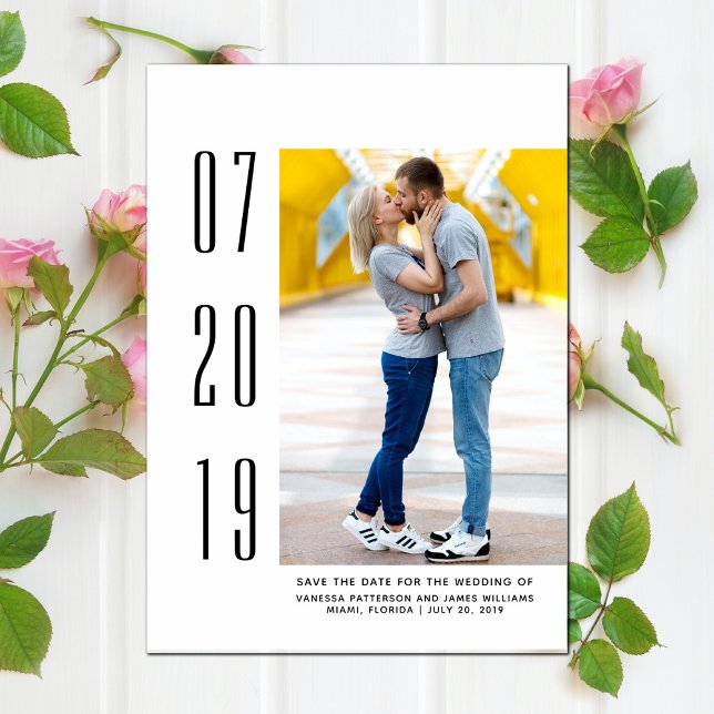Minimalist Modern Photo Save the Date | White (Minimalist Modern Photo Save the Date - White)