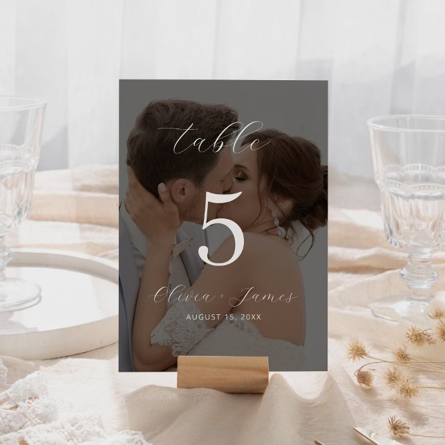 Minimalist Modern Photo Table Number Card (Minimalist Modern Photo Table Number Card)