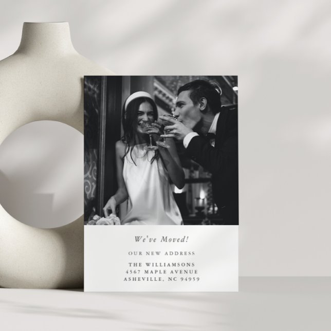 Minimalist Modern Photo Wedding Moved New Address Announcement (Creator Uploaded)