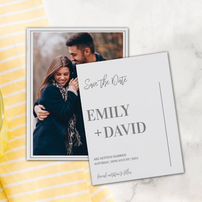 Minimalist Modern Photo Wedding Save The Date  Announcement Postcard (Creator Uploaded)