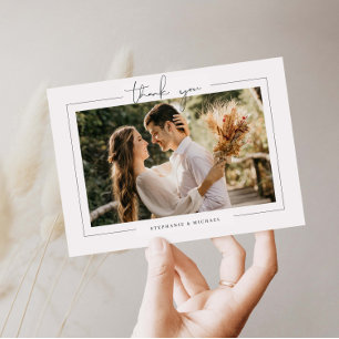 Minimalist modern photo wedding thank you card