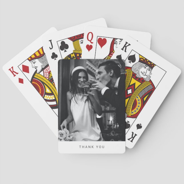 Minimalist Modern Photo Wedding Thank You Favour Playing Cards (Back)