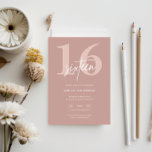 Minimalist Modern Pink 16th Birthday Party Invitation<br><div class="desc">This minimalist typography 16th birthday party invitation is perfect for a modern birthday party. The simple design features white writing on pink background. Customisable in any colour. Keep the design minimal and elegant, as is, or personalise it by adding your own graphics and artwork. For more advanced customisation of this...</div>