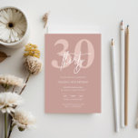Minimalist Modern Pink 30th Birthday Party Invitation<br><div class="desc">This minimalist typography 30th birthday party invitation is perfect for a modern birthday party. The simple design features classic white text on pink background. Customisable in any colour. Keep the design minimal and elegant, as is, or personalise it by adding your own graphics and artwork. For more advanced customisation of...</div>