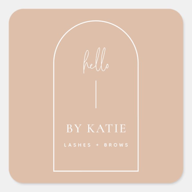 Minimalist Modern Pink Blush Arch Beauty Business Square Sticker (Front)