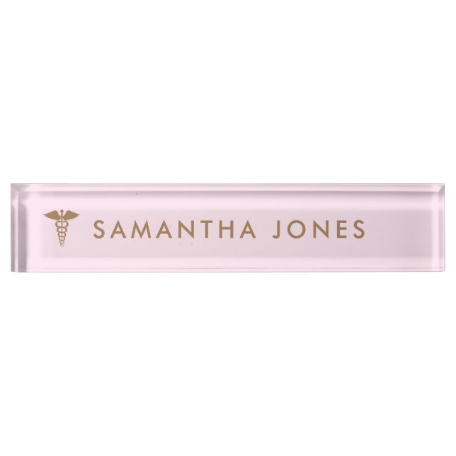 Minimalist Modern Pink doctor Nameplate (Front)