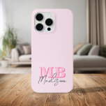 Minimalist Modern Pink Initial Monogram iPhone 15 Pro Max Case<br><div class="desc">Create your own personalised phone case with modern minimalist initials and script calligraphy monogram name. Available in a variety of colours sizes.</div>