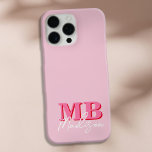 Minimalist Modern Pink Initial Monogram iPhone 15 Pro Max Case<br><div class="desc">Create your own personalised phone case with modern minimalist initials and script calligraphy monogram name. Available in a variety of colours sizes.</div>