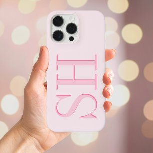 Minimalist Modern Pink Initial Monogram iPhone 16 Pro Max Case