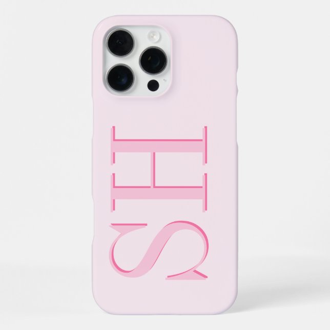 Minimalist Modern Pink Initial Monogram iPhone Case (Back)