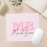 Minimalist Modern Pink Initial Monogram Mouse Pad<br><div class="desc">Create your own personalised mouse pad with modern minimalist initials and script calligraphy monogram name. Available in a variety of colours sizes.</div>