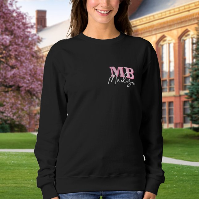 Minimalist Modern Pink Initial Monogram Sweatshirt (Creator Uploaded)