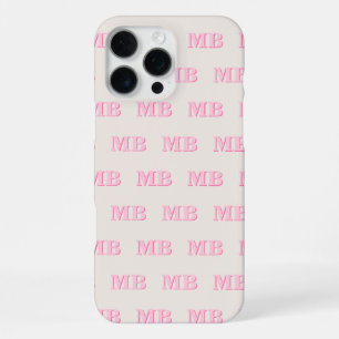 Minimalist Modern Pink Initial Pattern Monogram iPhone 16 Pro Max Case