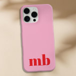 Minimalist Modern Pink Red Initial Monogram iPhone 16 Pro Max Case<br><div class="desc">Minimalist Modern Initial Monogram Phone Case. Create your own personalised iPhone Case with custom initial name.</div>
