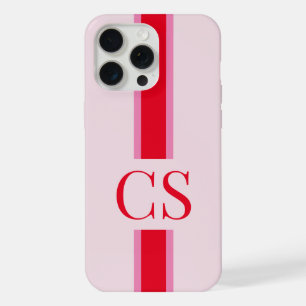 Minimalist Modern Pink Red Initial Monogram iPhone 15 Pro Max Case